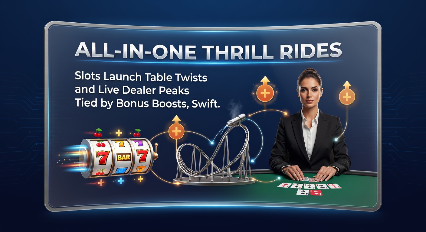 Dynamic screenshot of a mobile app dashboard featuring live dealer blackjack, spinning slot reels, bonus pop-ups, quick payment options, chat support, VIP invite badge, and responsible gaming settings panel