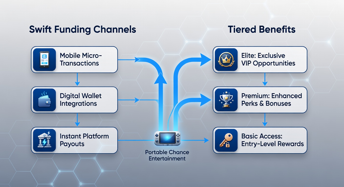 Diagram illustrating data flow from instant payments through tiered benefits to protective monitoring layers in mobile gaming