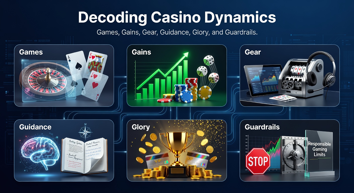 Vibrant casino floor with slot machines lighting up, roulette wheels spinning, and players engaged at card tables under colorful neon lights