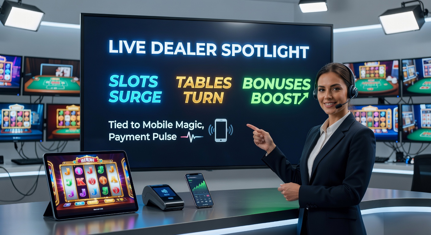 Dynamic split-screen view of a live dealer roulette wheel spinning alongside vibrant slot machine graphics and mobile app interfaces