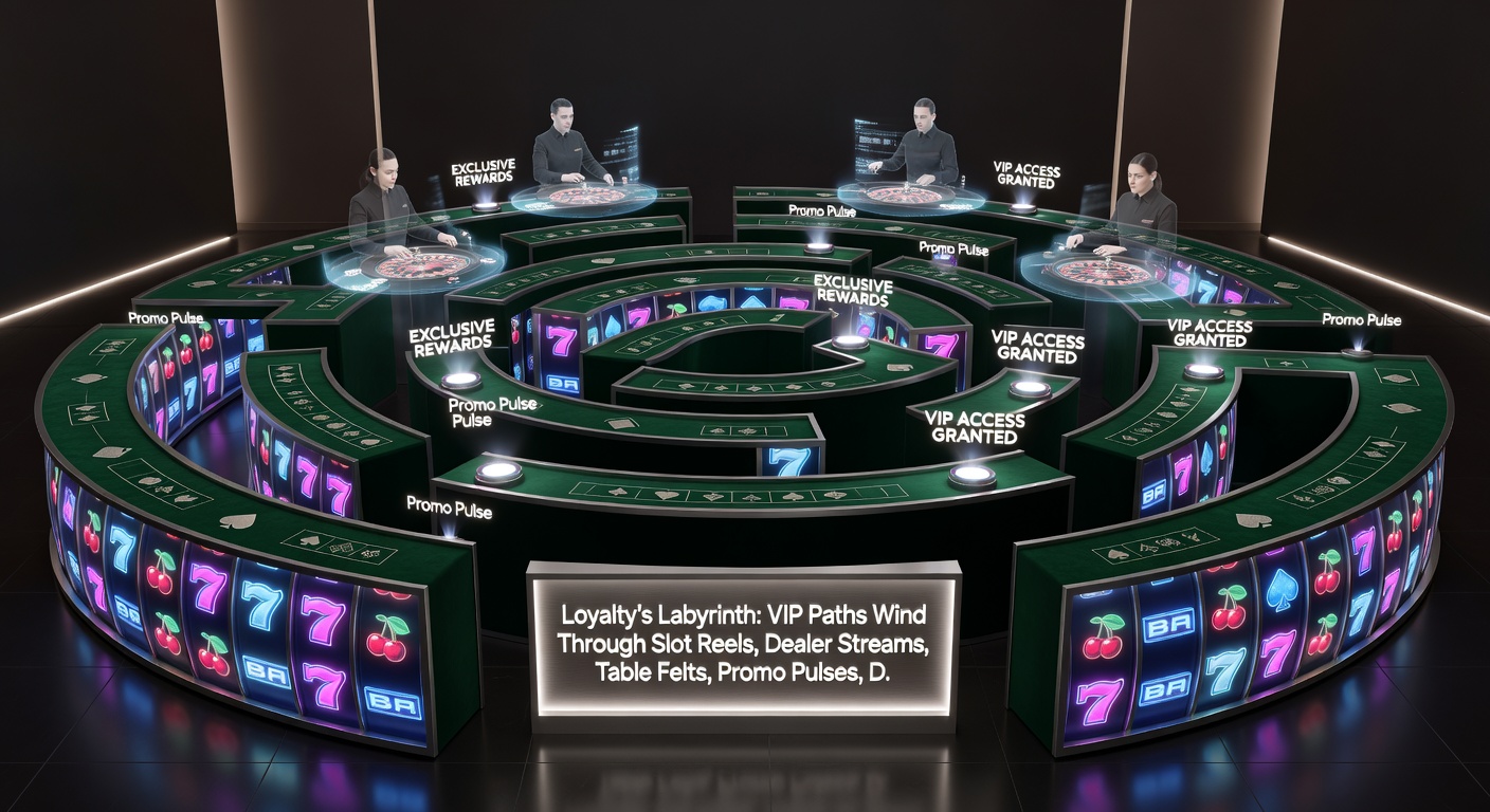 Dynamic graphic depicting interconnected loyalty paths linking live roulette tables, slot interfaces, VIP badges, and secure payment gateways in a modern online casino setup