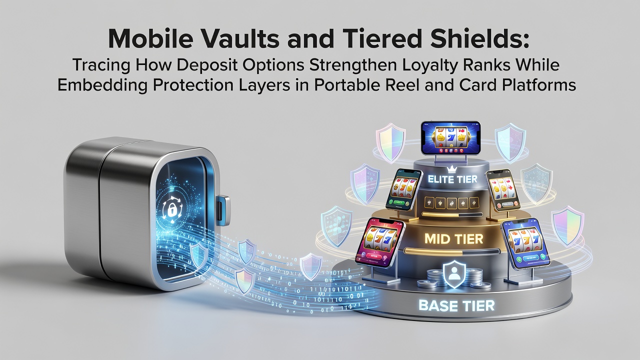 Mobile deposit interfaces displaying vault-style security features alongside tiered loyalty indicators on a smartphone screen