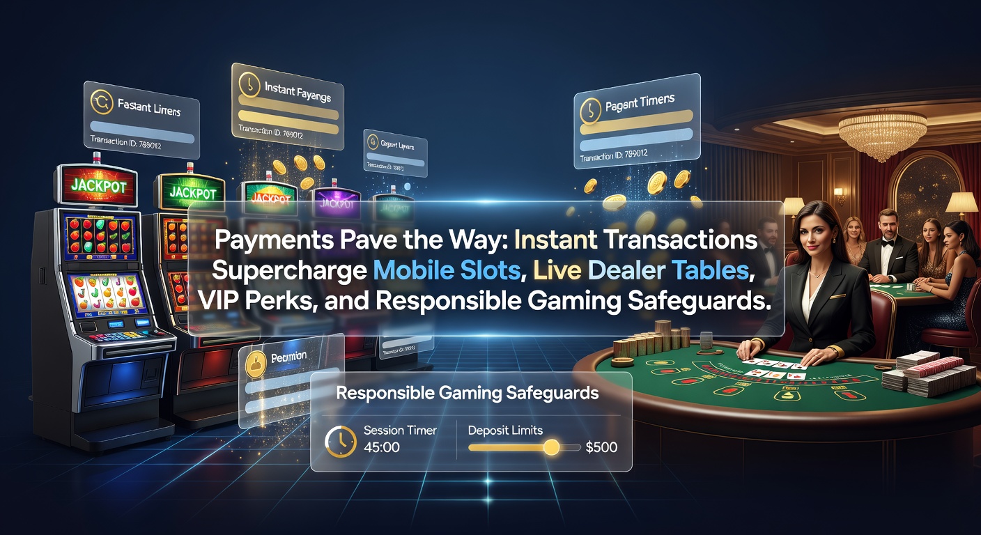Vibrant digital wallet icons overlaying a dynamic online casino interface, showcasing seamless transaction flows amid spinning slots and live dealer streams