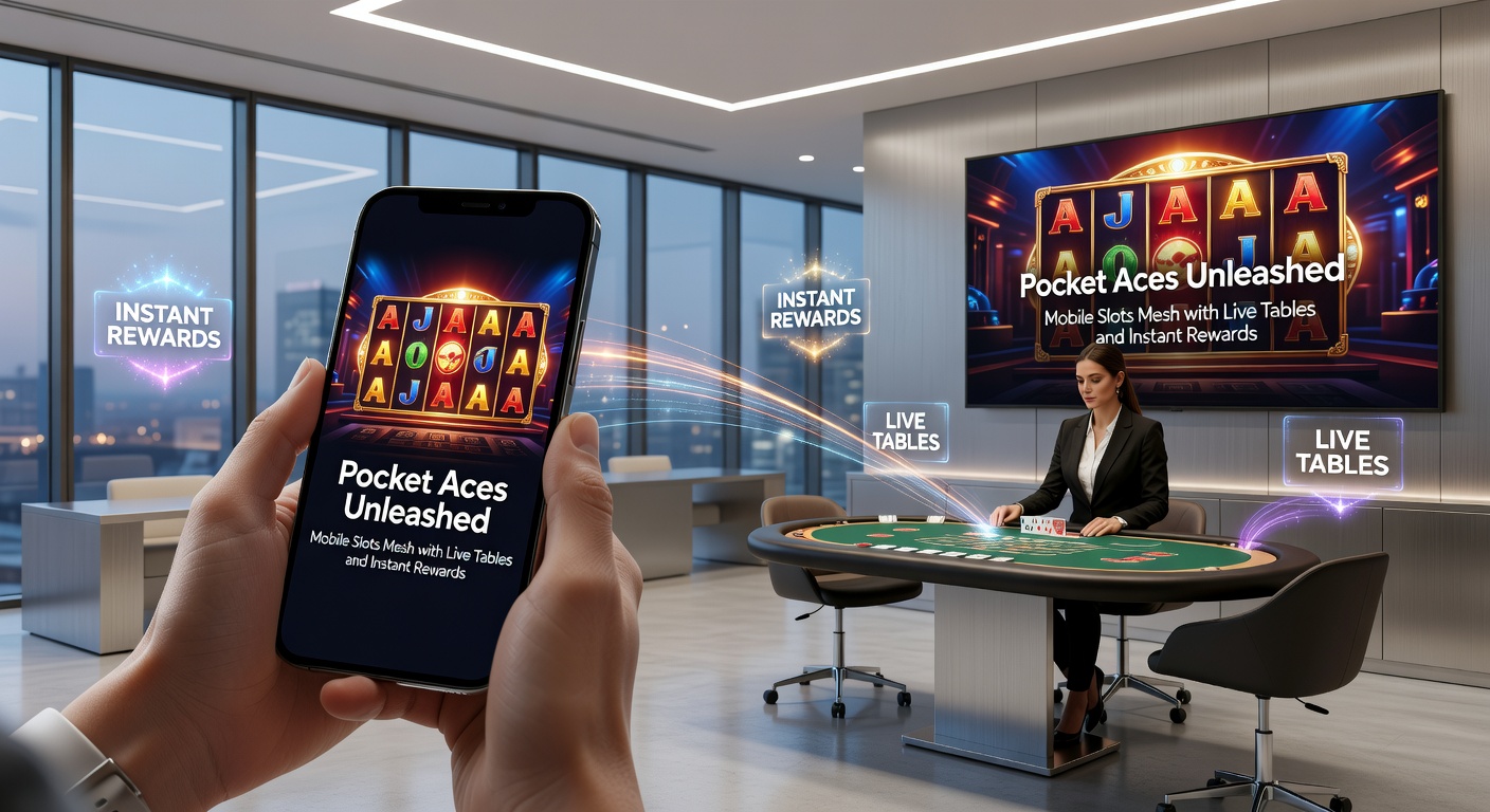 Close-up of a hand holding a phone with split-screen view: colorful slot reels on one side merging into a live roulette wheel on the other, reward notification exploding with coins