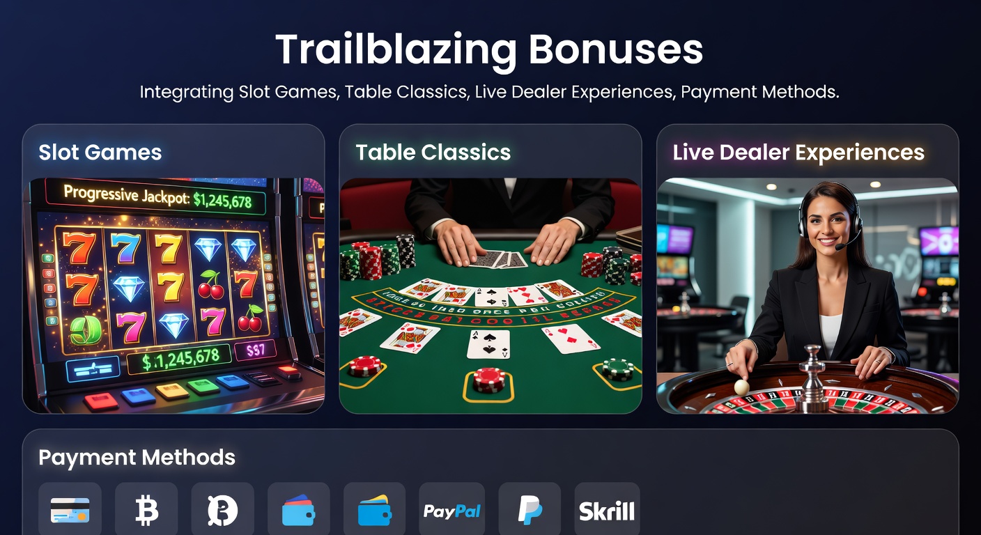 Close-up of a mobile screen showing integrated bonus dashboard with slots, live tables, payment options, and VIP status bars